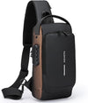 FASHION Men's Anti-Theft PU Leather Chest Bag With Password Lock & USB Charging - Waterproof Travel Sling Bag