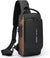 FASHION Men's Anti-Theft PU Leather Chest Bag With Password Lock & USB Charging - Waterproof Travel Sling Bag