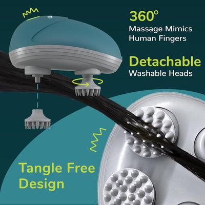 Scalp Massager | 96 Silicon Kneading Points with Detachable Heads | Scalp, Body & Head Massager for Hair Growth (Green)